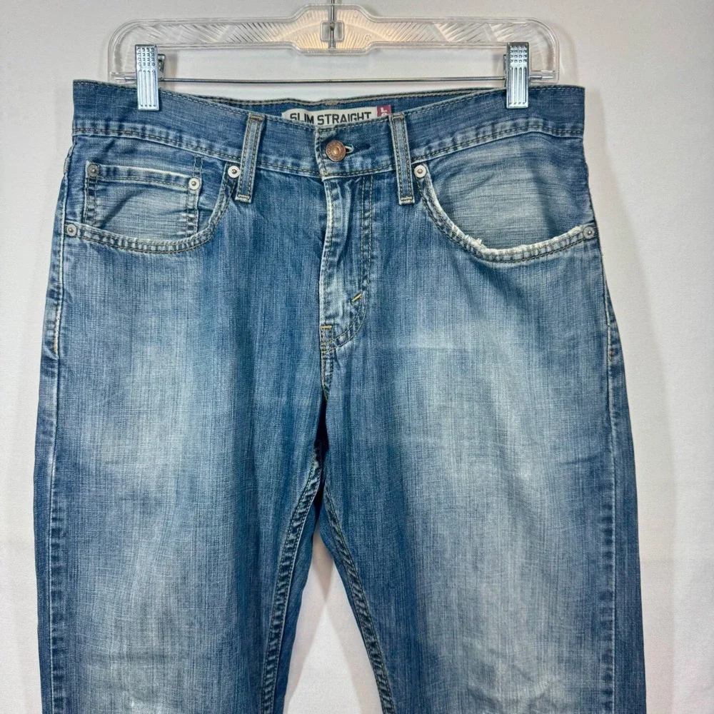 Levi's 514 Slim Straight Jeans Distressed Denim Blue Mens Size 31x30 - Picture 10 of 10